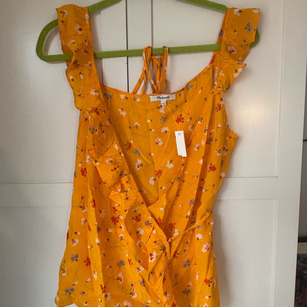 MADEWELL - orange floral wrap top